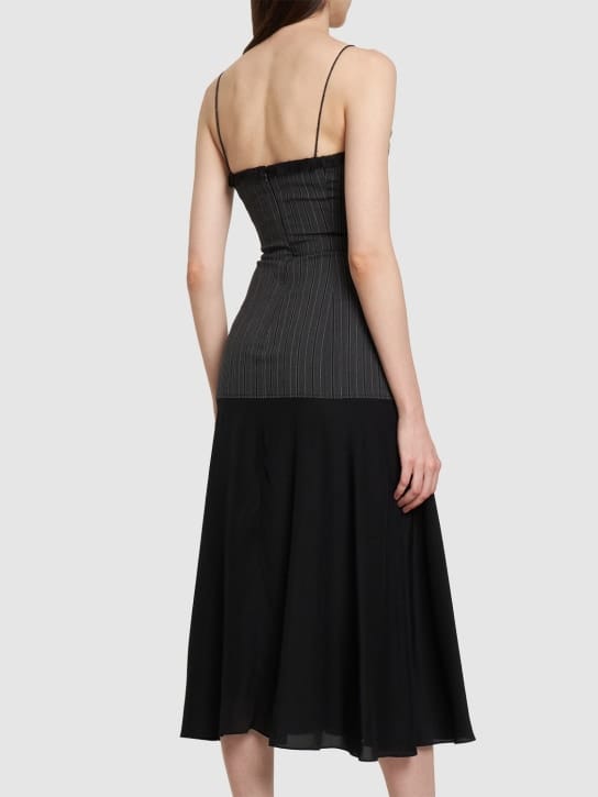 Alessandra Rich: Abito midi in lana vergine con corsetto