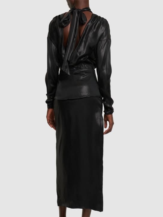 Alessandra Rich: Vestido largo con lazada al cuello