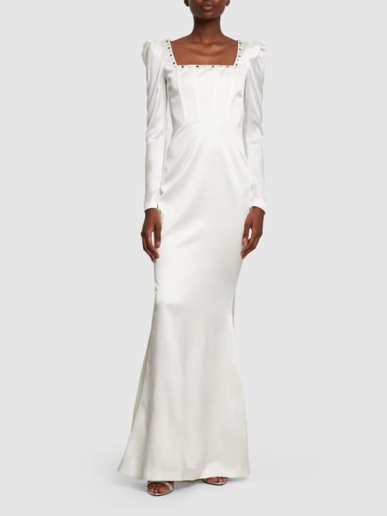 Alessandra Rich: Vestido largo de seda con cristales
