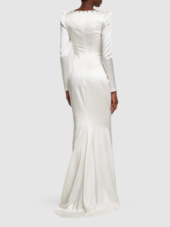 Alessandra Rich: Vestido largo de seda con cristales