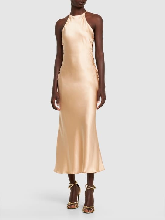 Alessandra Rich: Vestido largo de satén de seda