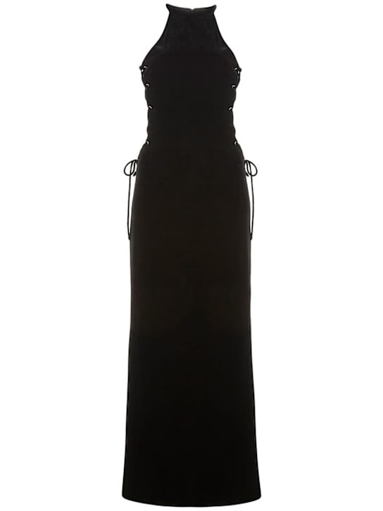 Alessandra Rich: Vestido largo de terciopelo con lazada