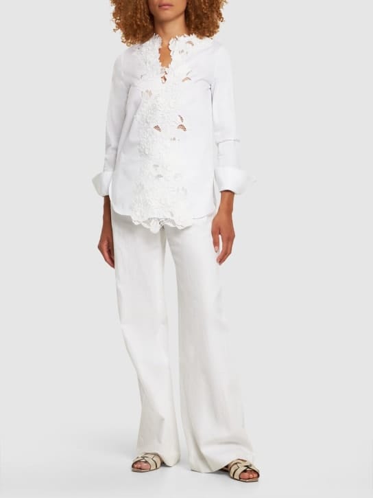 Oscar De La Renta: 花朵刺绣棉质衬衫