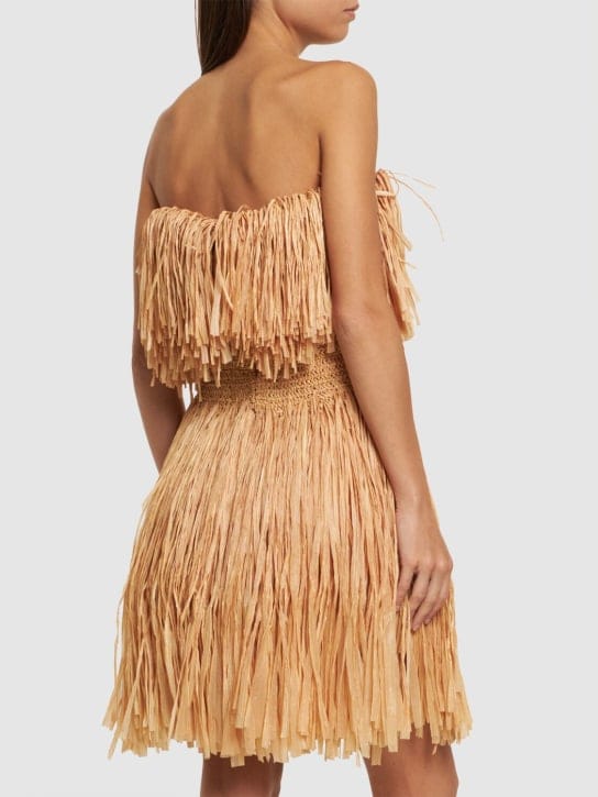 Oscar De La Renta: Strapless mini dress with fringe