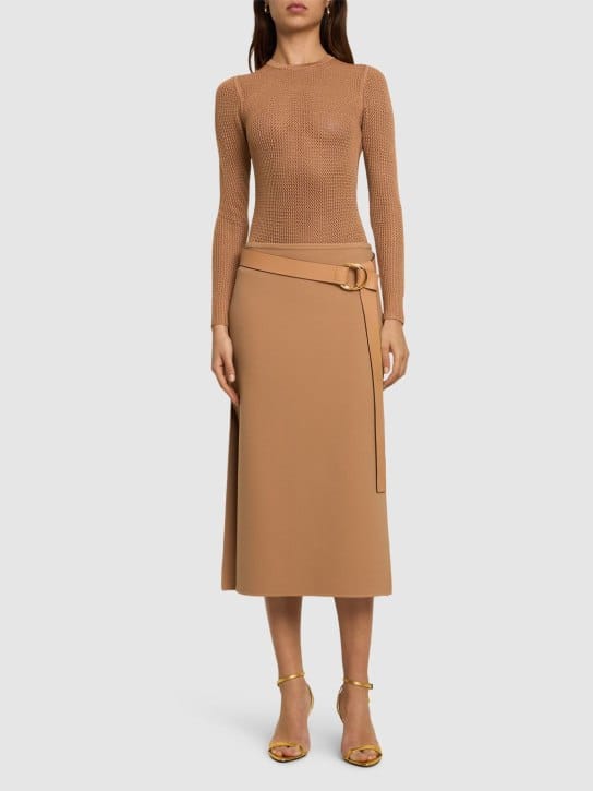 Michael Kors Collection - 羊毛弹力侧面开叉迷笛半身裙