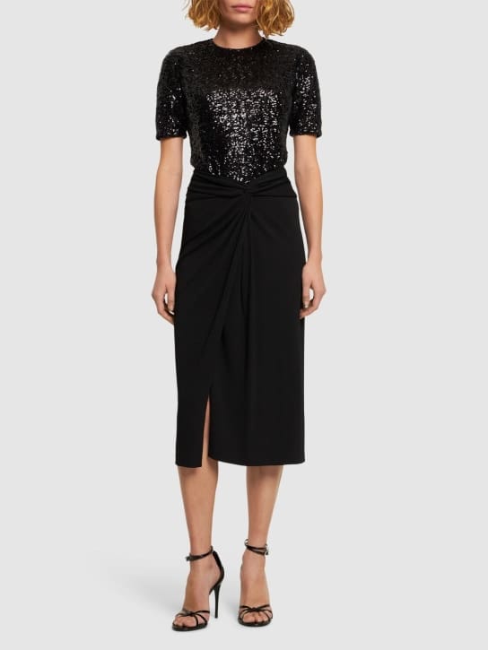 Michael Kors Collection - 垂褶哑光粘胶纤维平纹针织迷笛半身裙