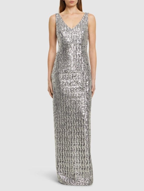 Michael Kors Collection - 亮片V领长款连衣裙