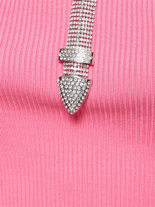 Giuseppe Di Morabito: Ribbed cotton mini dress with crystals