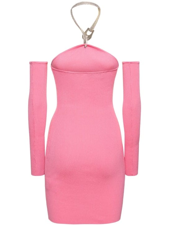 Giuseppe Di Morabito: Ribbed cotton mini dress with crystals
