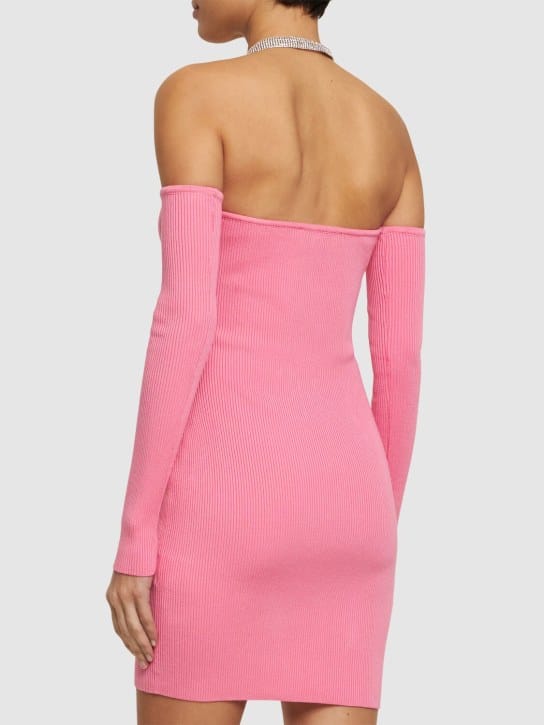 Giuseppe Di Morabito: Ribbed cotton mini dress with crystals