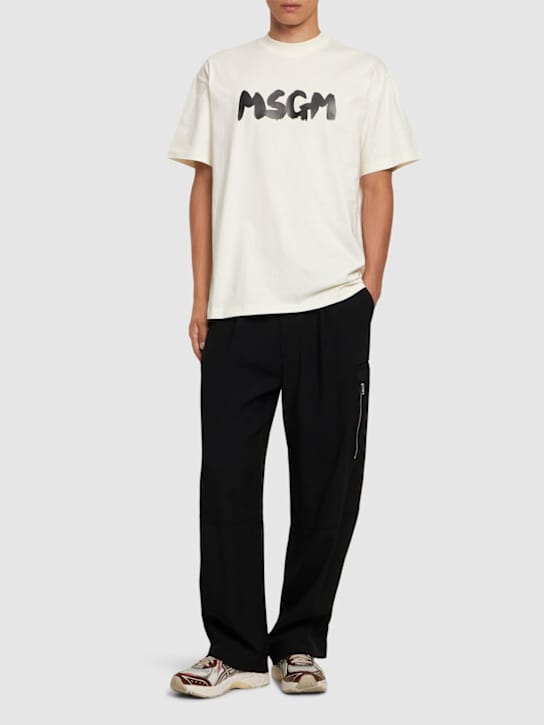 MSGM - Logo印花棉质平纹针织T恤