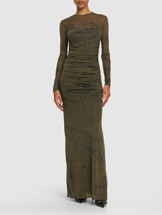 Blumarine: Long stretch dress with ruching