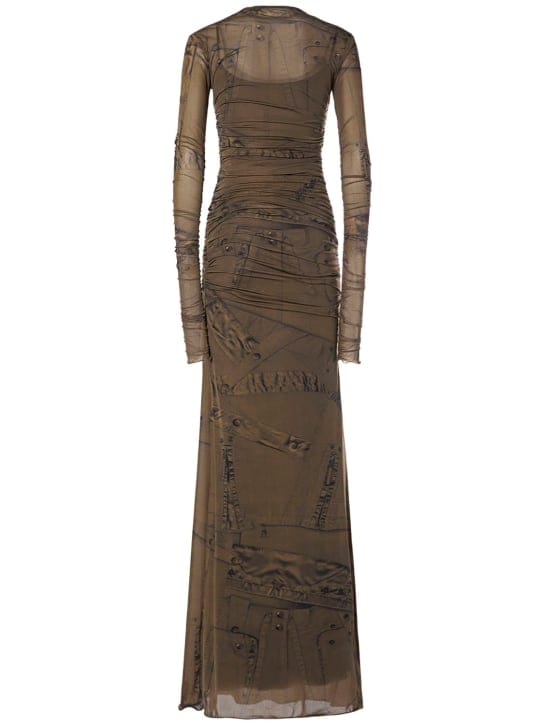 Blumarine: Long stretch dress with ruching