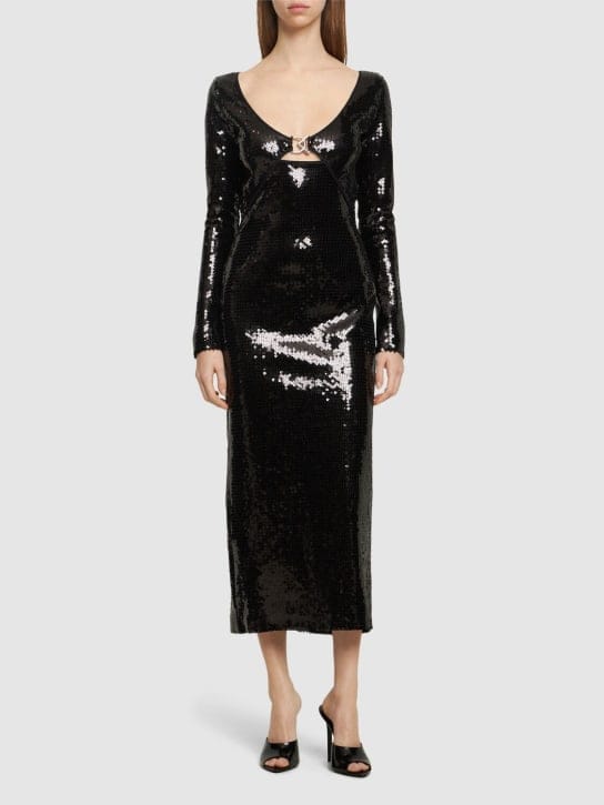 David Koma: Abito midi con paillettes e cut-out