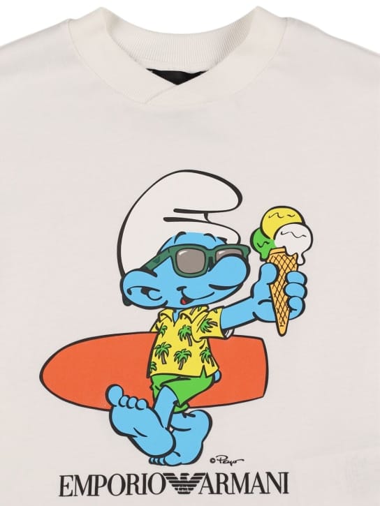 Emporio Armani - Smurfs棉质平纹针织T恤