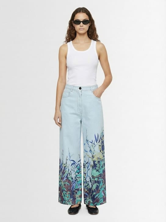 Forte_forte - Printed denim wide jeans
