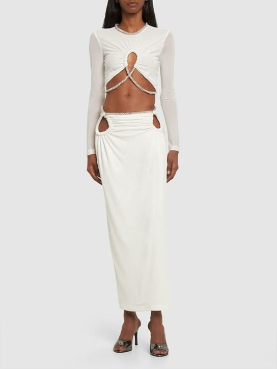 Dion Lee: 装饰透明平纹针织迷笛半身裙