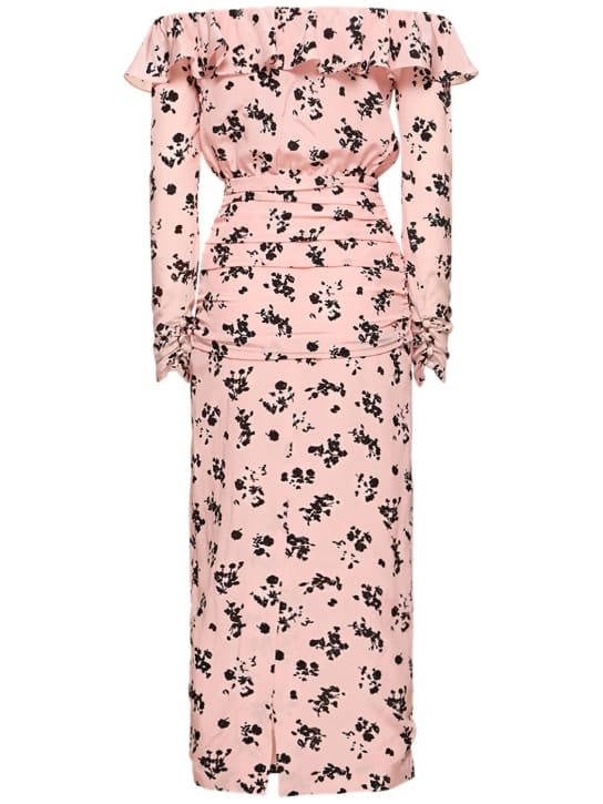 Alessandra Rich: Abito midi in seta con volant