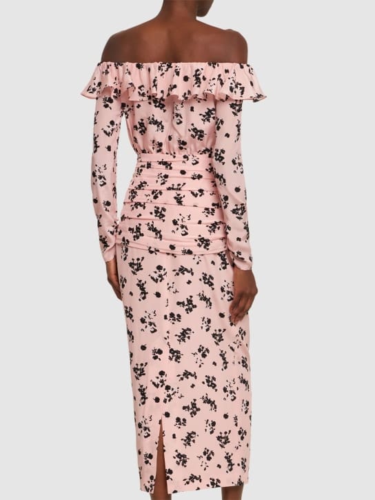 Alessandra Rich: Abito midi in seta con volant