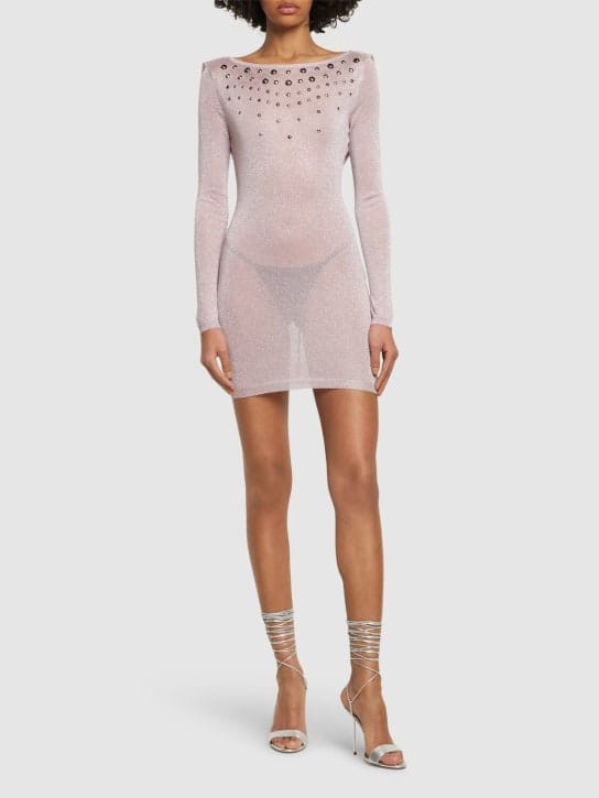 Alessandra Rich: Minidress in maglia con borchie