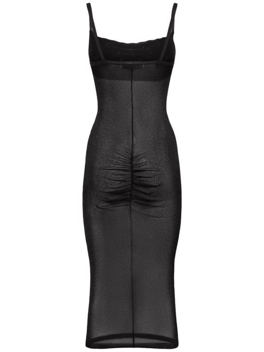 Alessandra Rich: Abito midi in maglia con borchie