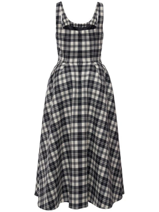 Alessandra Rich: Virgin wool checked midi dress