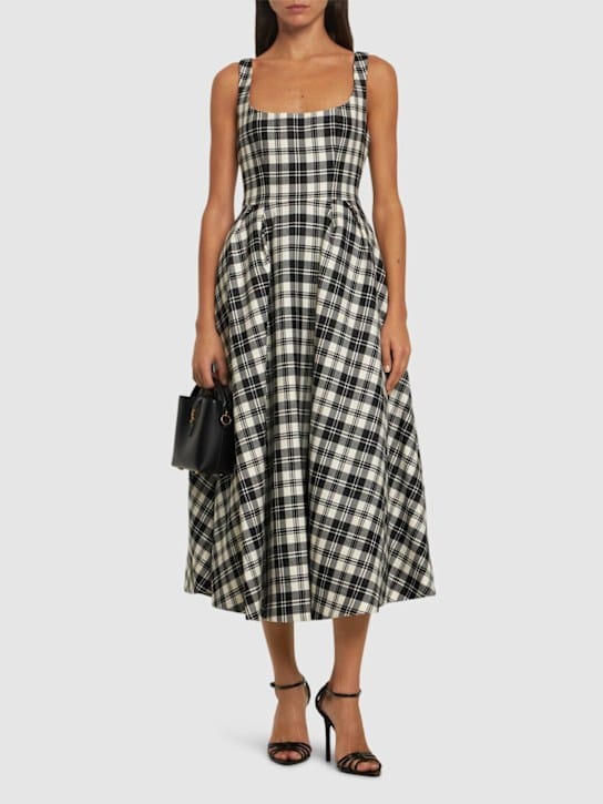 Alessandra Rich: Virgin wool checked midi dress
