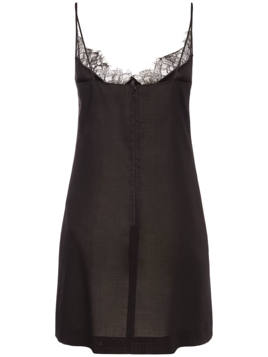 Blumarine: Virgin wool mini dress with lace