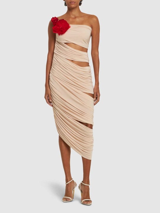 Magda Butrym: One-shoulder draped cupro midi dress