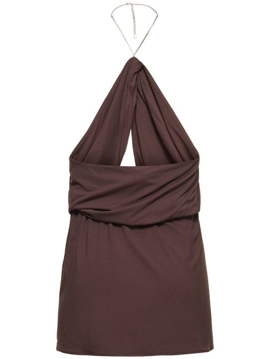 The Attico: Halterneck jersey mini dress