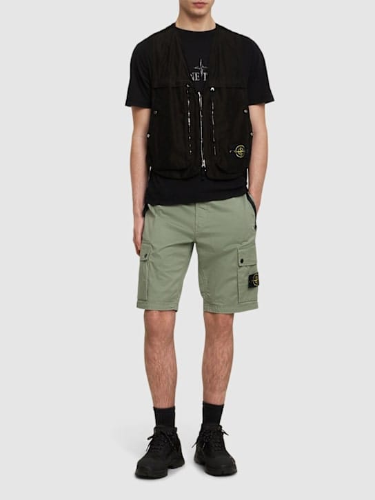 Stone Island - 弹力棉质logo贴片短裤