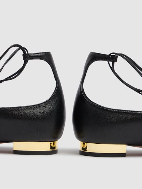 Aquazzura: 10毫米Gabi皮革芭蕾平底鞋