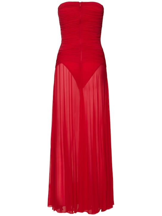 Magda Butrym: Abito lungo in cupro con bustier arricciato
