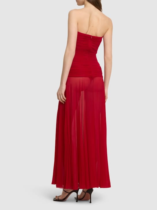 Magda Butrym: Abito lungo in cupro con bustier arricciato