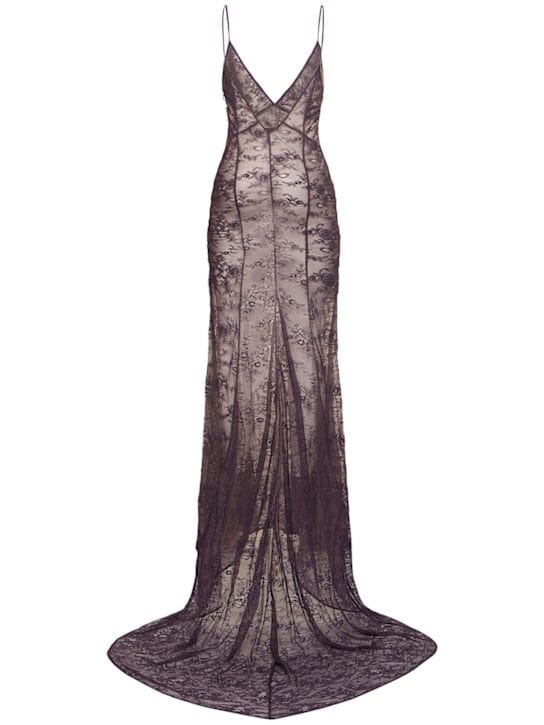 The Attico: Lace maxi dress with train