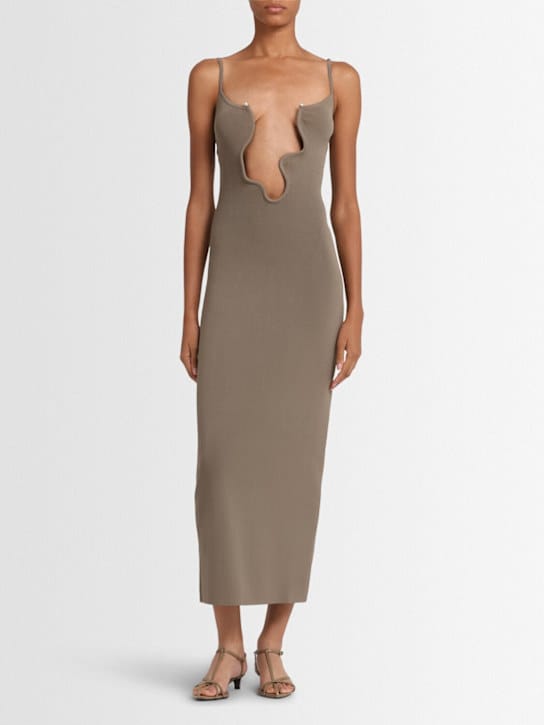 Christopher Esber: Vestido largo de punto escote ondulado