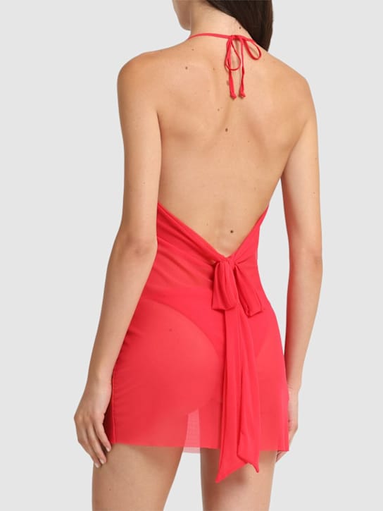 Bond Eye: Minivestido halter con escote drapeado