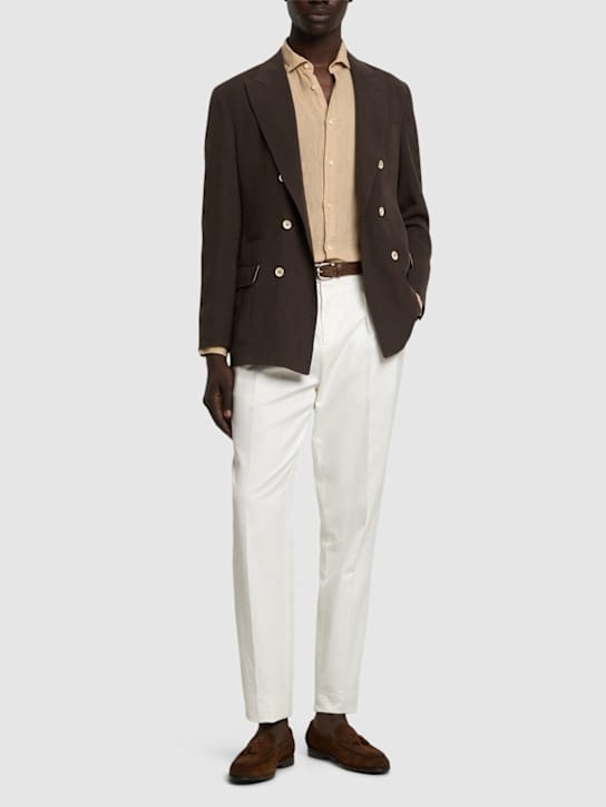 Brunello Cucinelli - 双排扣亚麻西服夹克