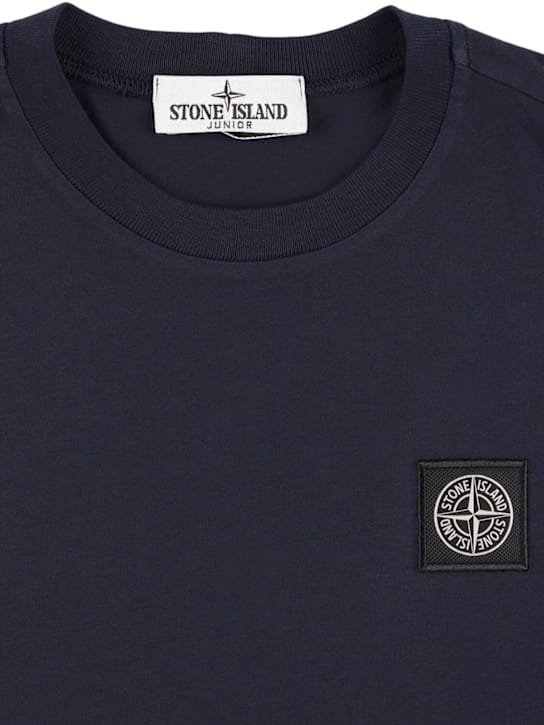 Stone Island Junior - Logo棉质平纹针织T恤