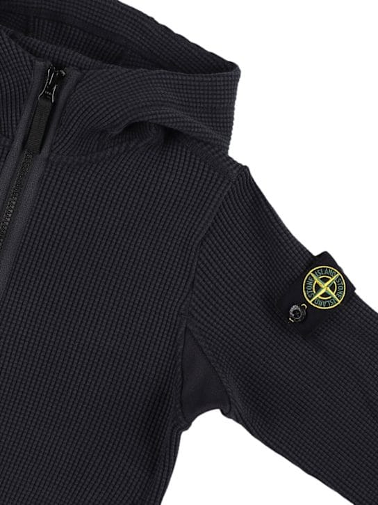 Stone Island Junior - 棉质拉链开合连帽卫衣