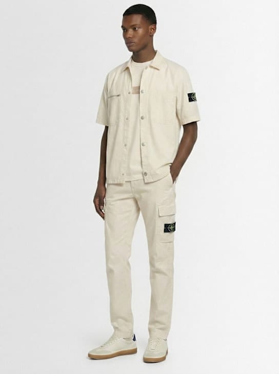 Stone Island - 弹性棉斜纹衬衫