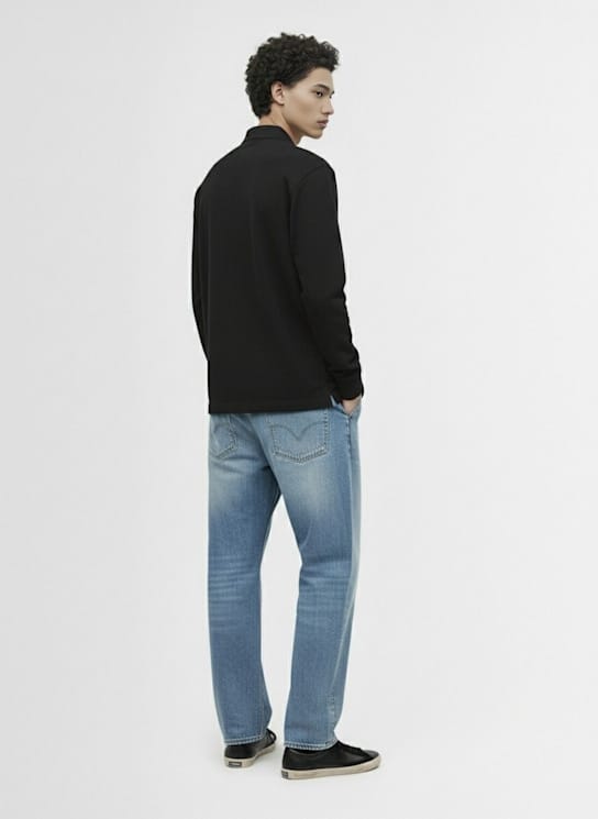 Stone Island: 带有罗纹领的长袖 Polo 衫