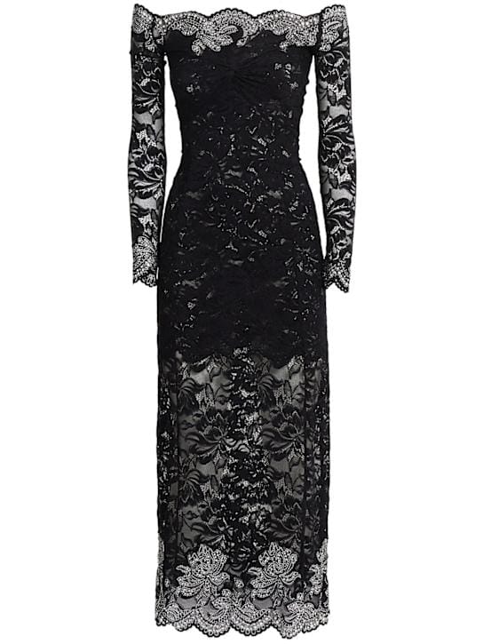 Rabanne: Off-the-shoulder long dress with studs