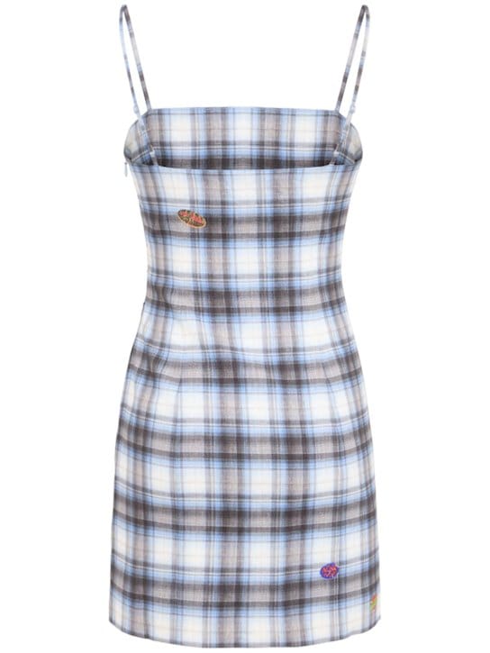 Acne Studios: Linen-blend check mini dress