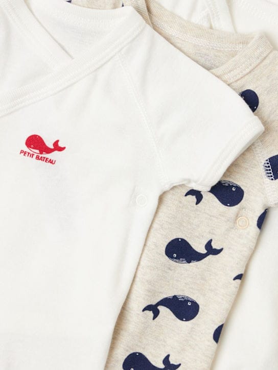 Petit Bateau - 3件印花棉婴儿连体衣套装