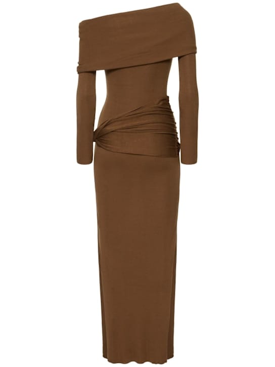 Aya Muse: Vestido largo drapeado de seda