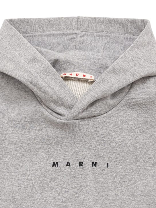 Marni Junior - 带印花和帽子的棉质卫衣