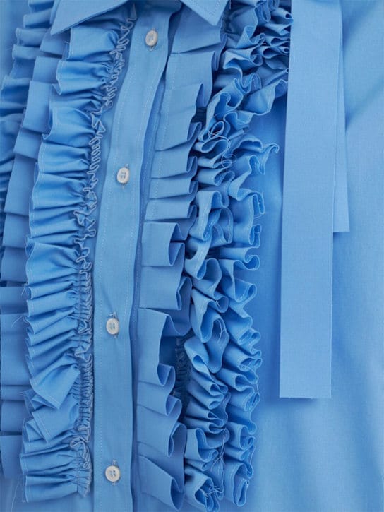 MSGM: Vestido camisero de algodón con volantes
