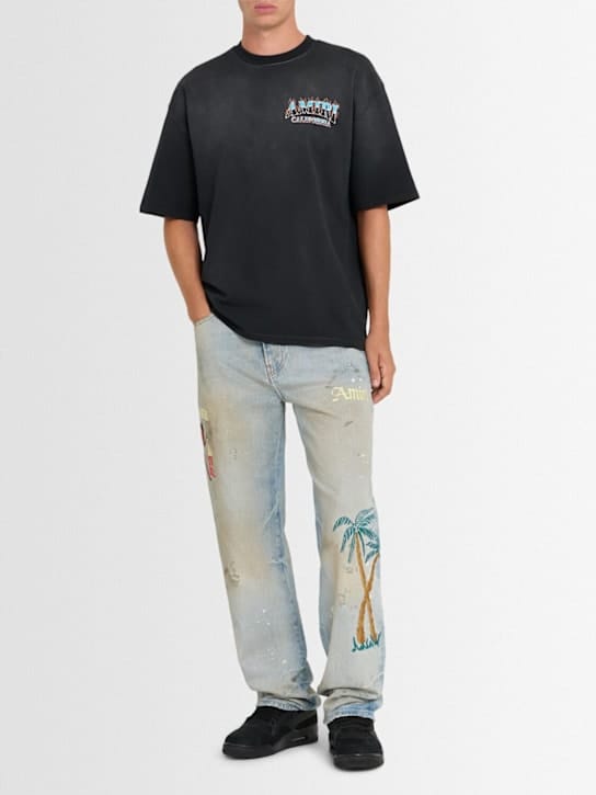 Amiri: 带刺绣细节的宽松牛仔裤