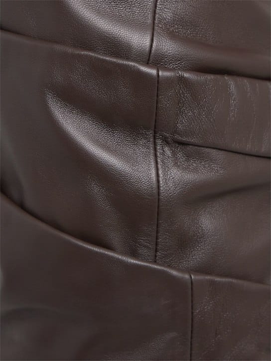 The Attico: Draped lambskin leather mini dress